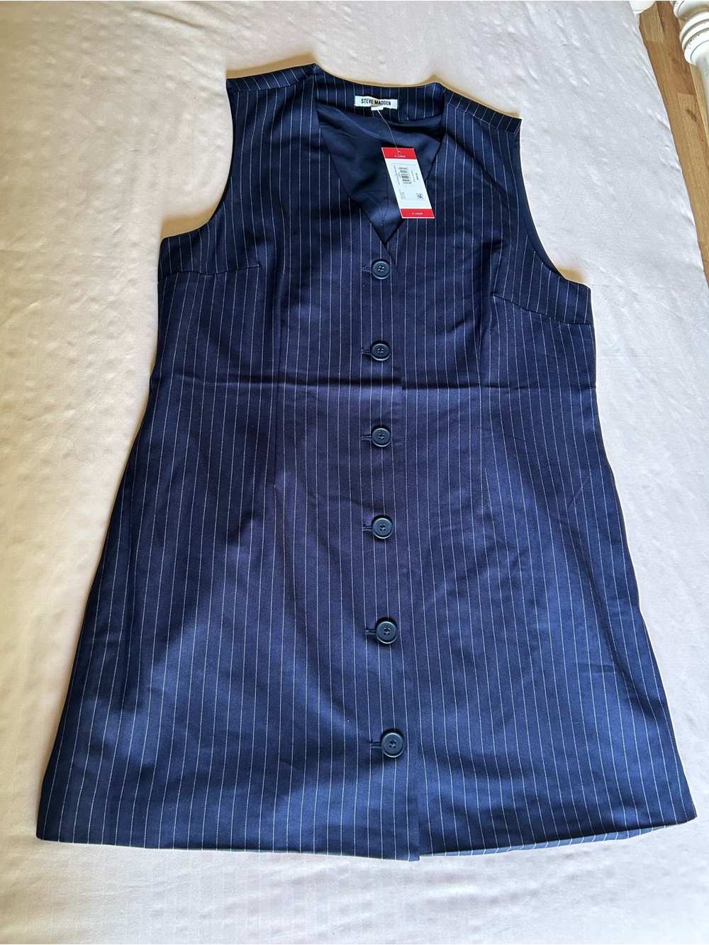 Steve Madden Navy Pinstripe Lined Garment